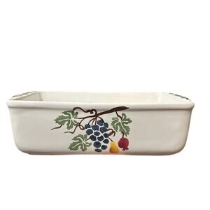 Chaparral Stoneware Pottery Bread Loaf Dish Fruit Themed 9.5"